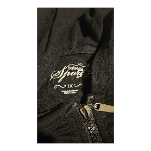 Style & Co. Sport 1X Black Long Sleeve Full Zip Jacket - Picture 3 of 8